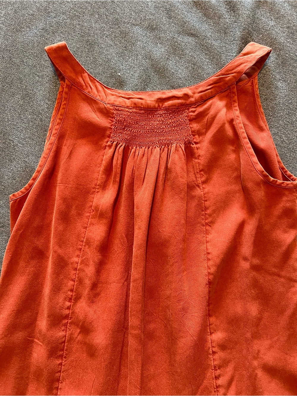 Soft Surroundings Rust Sleeveless Tunic Tank Top Smocked Back Women’s Medium - Picture 2 of 6